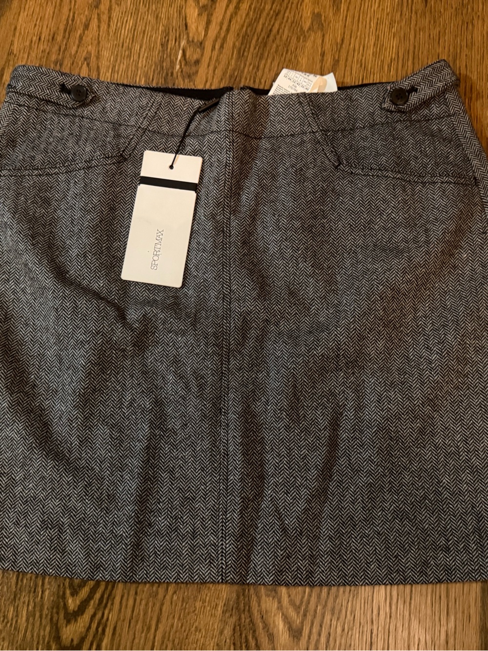 Sportmax Black and White Herringbone Mini Skirt
